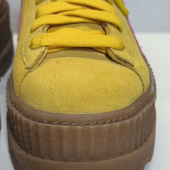 PUMA Rihanna X Fenty Yellow Pink Creeper Shoes Suede Platform 8.5 - Picture 10 of 16